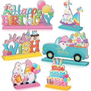 lot 20376 image: Blosssound 6 Pcs Colorful Birthday Wooden Table Centerpieces