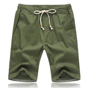 lot 20380 image: STICKON Mens Classic Fit Linen Shorts - Summer Beach Casual With Elastic Waist, Drawstring and Pockets - Army Green1 2XL