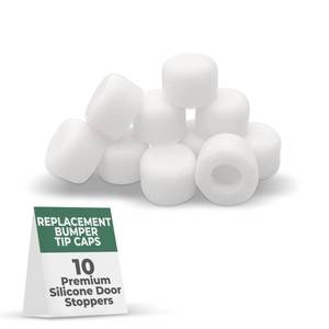 lot 20393 image: Renovators Supply Manufacturing Silicone Door Stopper Tip 58 in. White Premium Silicone Door Stopper Tips 10 Replacement Caps
