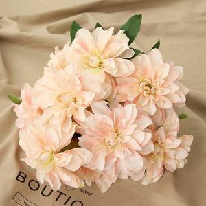 lot 20403 image: 10 Heads Dahlia Fake Flower Artificial Dahlia Flower Light Champagne