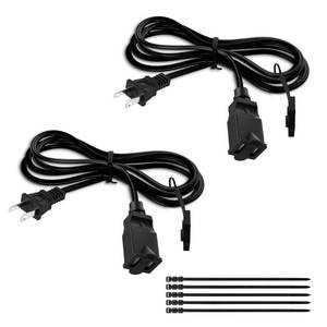 lot 20409 image: 2 Prong Extension Power Cord 4 FT2 Pack, Elecan US AC Male to Female Power Cable 125V 10A ETL Listed Outlets for NEMA 1-15P to NEMA 1-15R with Waterproof Safety Plug Cap Ties- Polarized