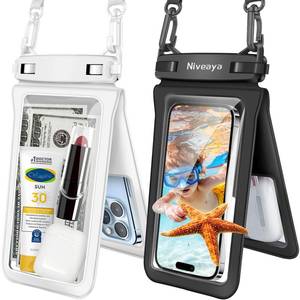 lot 20410 image: Niveaya Double Space Waterproof Phone Pouch - 2 Pack, Waterproof Phone Lanyard Case with iPhone 1716151413 Pro Max up to 8.3, Phone Dry Bags for Vacation Beach Pool Kayak Cruise Travel Essentials