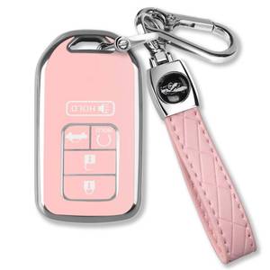 lot 20428 image: MILD EAST for Honda Key Fob Cover with Keychain 5 Buttons(Pink)