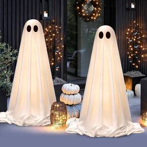 lot 1001 image: OOBILA 2 Pack 5 Ft Light Up Ghost Halloween Decorations