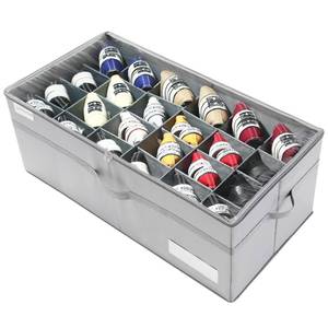 lot 1010 image: LUVHOMEE Shoe Organizer for Closet, Fits 24 Pairs, Large Shoe Box Storage Containers, Clear Foldable Shoe Storage Bins wBottom Support, Space Saving Closet Shoes Holder wReinforced Handles, Gray