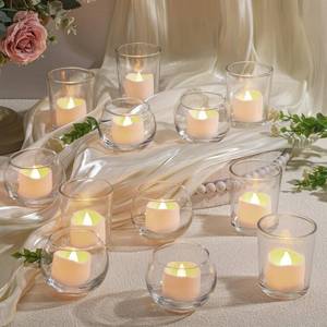 lot 1026 image: Funnymoom 12 Set Clear Votive Candle Holders Glass Tea Light Decorations
