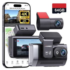 lot 1032 image: 4K2K Dash Cam Front and Rear, Dash Camera for Cars 2 Channel, 64GB Card Included, 5.8G2.4G Dual WiFi, Built-in GPS, Night Vision, WDR, 170°Wide Angle, G-Sensor Emergency Lock, 24H Parking Monitor