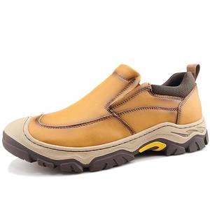 lot 1041 image: YONGJIA Mens Slip On Waterproof Hiking Work Loafers Leather Non-Slip Outdoor Walking Casual Comfortable Shoes Tan 46