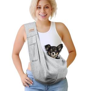 lot 1044 image: artisome Pet Dog Sling Carrier for 3-10 lbs pet,Dog Purse Pouch,Dog Satchel,Reversible unadjustable Strap Travel Hand-Free Safe Bag Small Puppy Backpack (Grey)