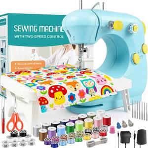 lot 1058 image: Sewing Machine for Beginners, Electric Mini Sewing Machine for Mending & DIY Crafts, Dual Speed Small Portable Sewing Machine with Full Sewing Kits, Foot Pedal & Extension Table, Great for Kids&Adults