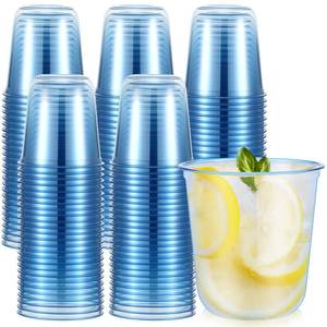 lot 1063 image: Ziliny 100pcs Plastic Light Blue Cups,12oz Disposable Stemless Wine Glasses