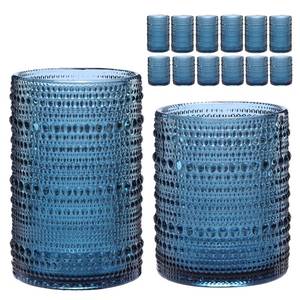 lot 1066 image: ZMOWIPDL Drinking Glasses Set of 12,Blue 12oz & 15oz Hobnail Glass Cups
