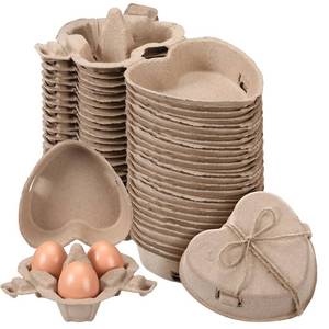 lot 1068 image: FoldTier 50 Pcs Heart Egg Cartons 3 Count Natural Paper Pulp Egg Carton