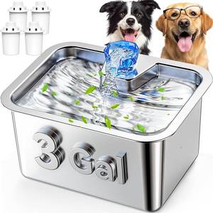 lot 1069 image: 3 Gallon Large Dog Water Fountain - 11L Stainless Steel Pet Fountain with 4 Filters, Ultra Quiet Automatic Dog Water Bowl Dispenser for Extra Large & Multi-pet, Wide Drinking Area, Easy to Clean