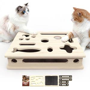 lot 1074 image: Cat Scratch Puzzle Enrichment Box, Large Solid Wood with Sandpaper Inside