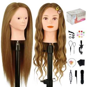 lot 1075 image: A 26-28 Mannequin Head with 90% Human Hair, Maniquine Maniquins Head Real Hair for Cosmetology Training Mannequin Head Manican Manikin Doll Head for Hair Styling Braiding Makeup Practice (No Makeup)