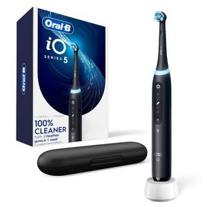 lot 1102 image: Oral-B Rechargeable Electric Toothbrush, iO5 Customizable Clean, 5 Cleaning Modes, Visual Pressure Sensor to Protect Gums, Travel Case, Black