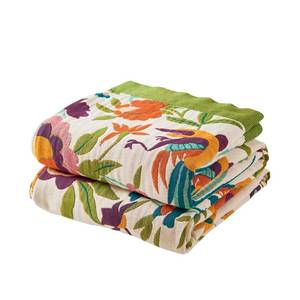 lot 1117 image: XIBLC Boho Throw Blanket for Bed, 100% Cotton Soft Rustic Quilt Fall Blanket, 90x98 Floral Printed Farmhouse Decor Bed Blankets, All Season Rustic Reversible Bohemian Throw Quilt
