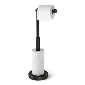 lot 1118 image: YUMORE Toilet Paper Holder Stand, Minimalist Design, Matte Black