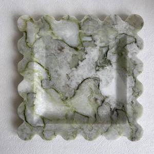 lot 1119 image: SAIDKOCC Vintage Natural Marble Tray Small Ornaments Scalloped Tray Handmade Storage Dish for Counter, Vanity, Dresser, Nightstand and Desk (Green Emerald)