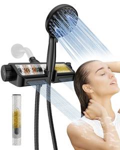 lot 1120 image: MakeFit Filtered Shower Head with Handheld Combo Matte Black - Dual 2-in-1 Spa System with Massage Shower and 10 Modes Hand Held Shower, High Pressure with Built in Power Wash Mode
