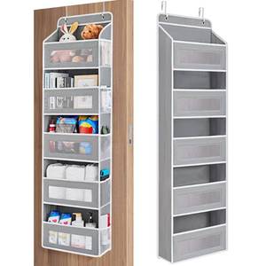 lot 1124 image: JARLINK Over the Door Organizer for Bedroom, Pantry, Bathroom, 5 Shelf Grey