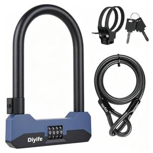 lot 1131 image: Diyife 18mm Combination Bike U Lock, Large Bike Lock Heavy Duty Anti Theft