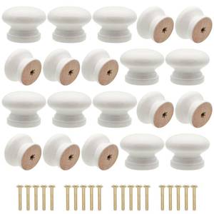 lot 2124 image: Cangder Wooden Cabinet Knobs 20Pcs, White Dresser Wood Knobs Mushroom Vintage Wooden Dresser Drawer Knob Pulls Handles with Screws (Dia.1.3, Height1)