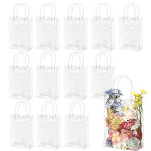 lot 2128 image: WhizToys PVC Clear Gift Bags with Handles, 12 PCS, 9.1x6.7x2.8In