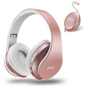 lot 2199 image: ZIHNIC Bluetooth Headphones Over-Ear, Foldable Wireless and Wired Stereo Headset Micro SDTF, FM for Cell Phone,PC,Soft Earmuffs &Light Weight for Prolonged Wearing(Rose Gold)