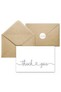 lot 2200 image: Thank You Cards with Kraft Envelopes and Stickers, Bulk Pack of 20, 4x6 Inch Professional Looking - Suitable for Business, Baby Shower, Wedding, Small Business, Graduation, Bridal Shower, Funeral