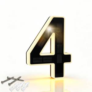 lot 2205 image: DIBMS 6.7 Solar Lighted House Numbers for Outside LED Backlit Address Sign