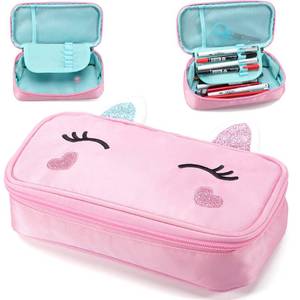 lot 2223 image: AO ALI VICTORY Cute Pencil Case for Girls Women Kids Unicorn Soft Pen Box Pouch Holder Big Capacity Stationery Bag Marker Cases School Supplies College Office Organizer Large Storage (Pink)