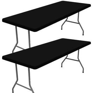 lot 2241 image: Moosfor 2 Pack Rectangle Spandex Fitted Table Cloth, 4FT Elastic Tablecloth
