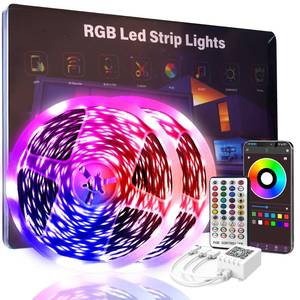 lot 2263 image: 200 FT Led Lights for Bedroom (2 Rolls 100 FT), Music Synchronized Smart Led Strip Lights, Ultra Long with Remote Application Control Bluetooth LED Lights, Color Change RGB Light