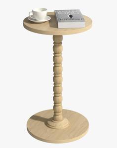 lot 2264 image: Favoduerme Modern Round Small End Table for Small Spaces, Pedestal Corner Side Table with Solid Wood Leg, Vintage Couch Drink Table for Sofa, Accent Coffee Tea Table for Living Room Bedroom, Natural