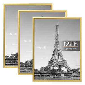 lot 2265 image: upsimples 12x16 Poster Frame, Easy Slide-In Assembly, Gold, 3 Pack