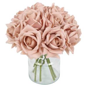 lot 9180 image: IPOPU Dusty Brown Roses Artificial Flowers,2 Bouquets Realistic Fake Roses Real Touch Faux Roses with Stems for Wedding Home Party Table Centerpieces Decoration (Dusty Brown)
