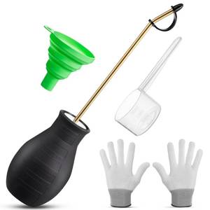 lot 9190 image: Diatomaceous Earth Powder Duster, 8OZ Garden Powder Applicator Dispenser with Long Metal Tube, Bulb Duster Sprayer for Home Organic Gardening Agricultural Supply (Black,1 Pack)