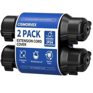 lot 9191 image: cismorvex 2 Pack Outdoor Extension Cord Safety Cover, Waterproof, Black