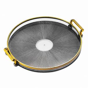 lot 9193 image: Round Tray with Handles Serving Tray Cosmetic Perfume Makeup Display