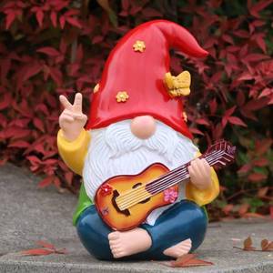 lot 9197 image: Hippie Garden Gnome Statue,Funny Gnome Figurine with Guitar -9.3���� Outdoor Resin Lawn Ornament,Unique Gift for House,Lawn,Patio and Porch, Gifts for Garden Lovers