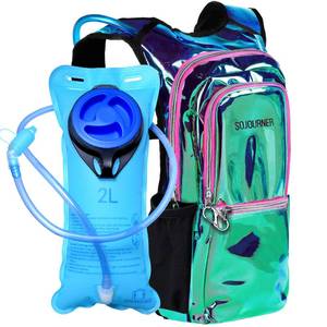 lot 10251 image: SOJOURNER Rave Hydration Pack Backpack - 2L Water Bladder Included for Festivals, Raves, Hiking, Biking, Climbing, Running and More (Medium) (Laser Holographic - Purple)