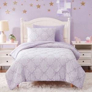 lot 11694 image: Twin Comforter Set with Sheets for Girls-5 Pieces Bow Twin Bedding Sets