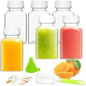 lot 13034 image: Ztarraum 6-Pack 8oz Reusable Plastic Juice Bottles