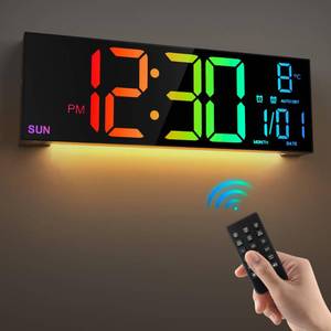 lot 13047 image: LEIKE 16.2 Digital Wall Clock RGB LED Display