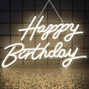 lot 13061 image: Soomit LED Neon Happy Birthday Sign 16.5x12.2in