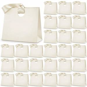 lot 13063 image: Feifeiya 30 Pcs Cream Gift Bags with Ribbon Handles