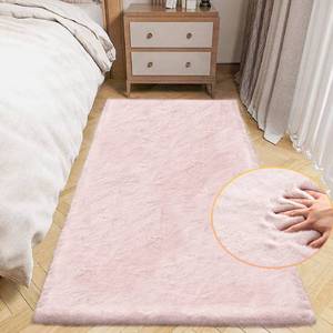 lot 13932 image: ORINOVA Faux Rabbit Fur Rug Runner 2x6 Pink