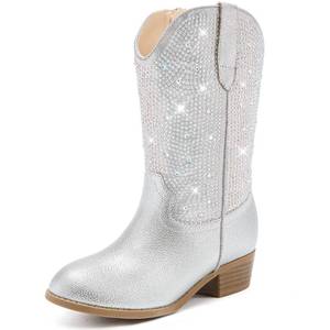 lot 13937 image: Motasha Cowgirl Boots Toddler Size 10 Silver Rhinestone